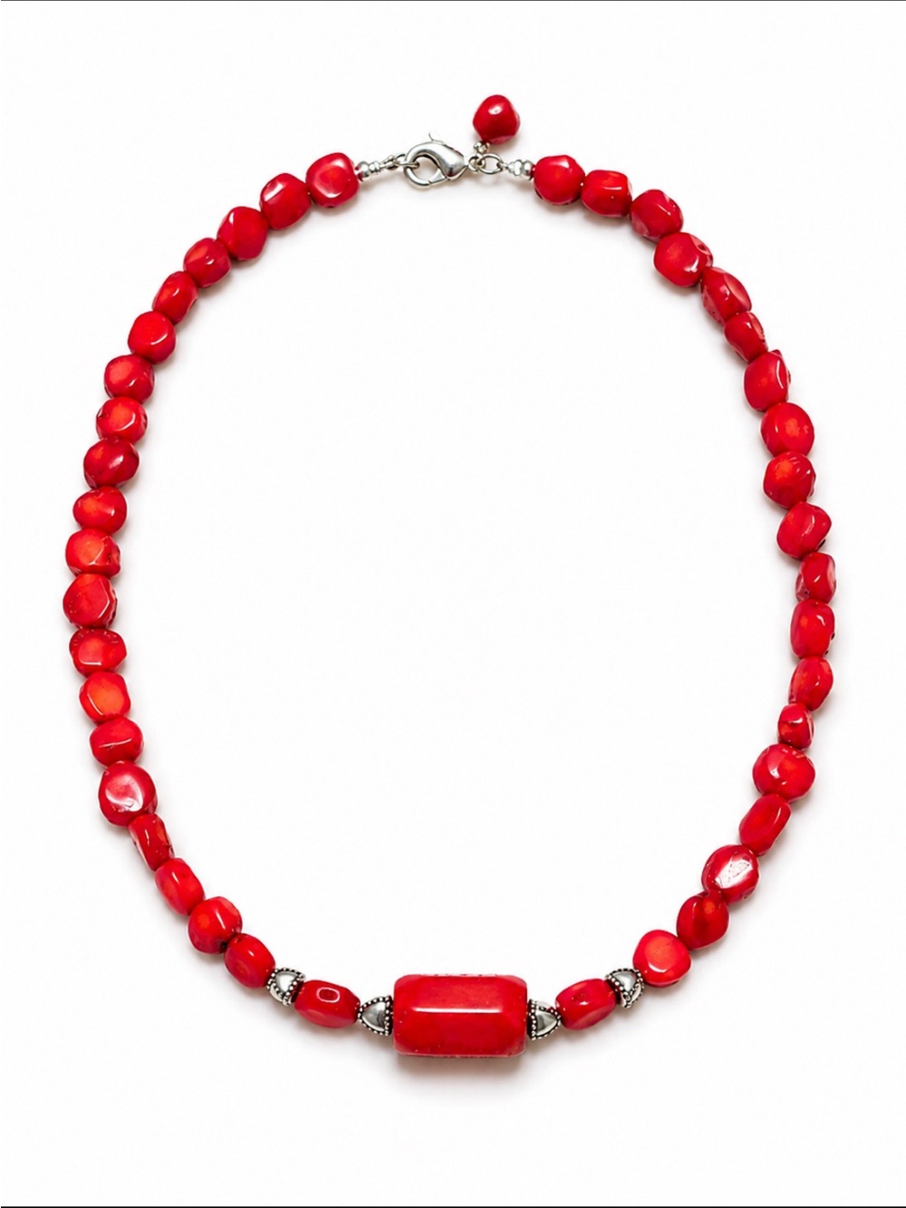 Handmade Natural Red Bead Statement Necklace | Artisan Boho Chunky Beaded - Picture 2 of 4